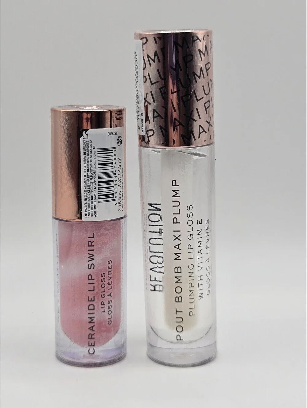 Revolution Ceramide Lip Swirl Gloss and Pout Bomb Maxi Plump Plumping Lip Gloss